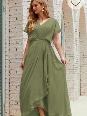 Stacees Green Wrap-Style Maxi Dress Plus Size 18